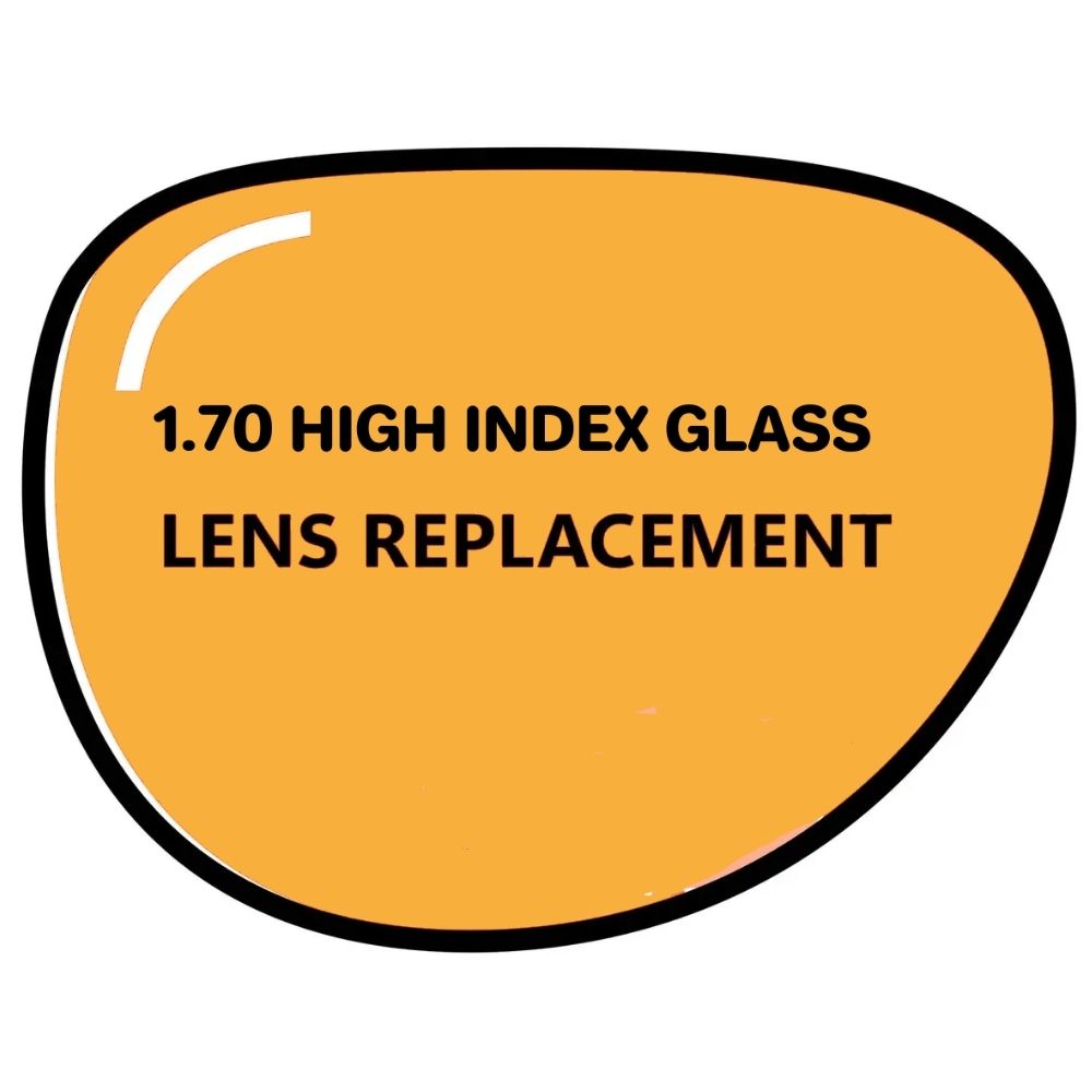 VS Eyewear 1.70 high index glass lenses showing clarity and thin profile suitable for stylish eyewear.