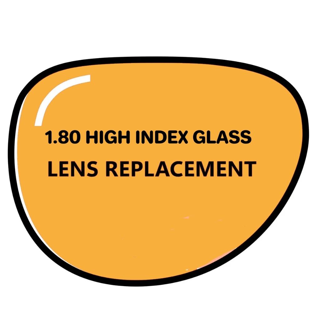 VS Eyewear 1.80 high index glass lenses with a sleek, clear design for enhanced vision and lightweight comfort.