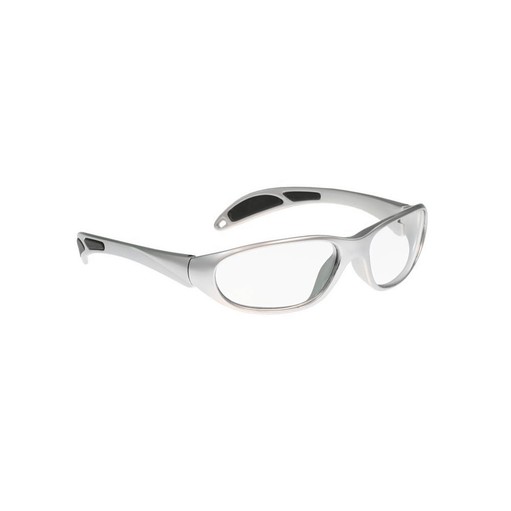 Silver frame safety glasses 208 by Glass Lens Eyewear with clear lenses, showcasing a sleek and modern design.