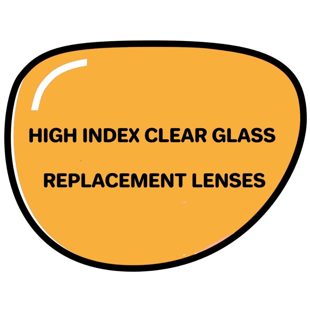 VS Eyewear high index glass lenses displayed on a neutral background, showcasing their clarity and sleek design.