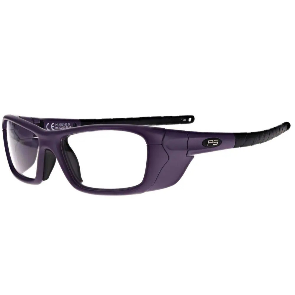 Purple prescription safety glasses RX-Q200 by VS Eyewear with a sleek design and protective lenses.
