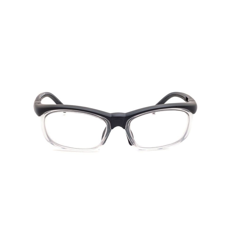 VS Eyewear RX-17007A prescription safety glasses with a sleek black frame, designed for optimal protection and comfort.