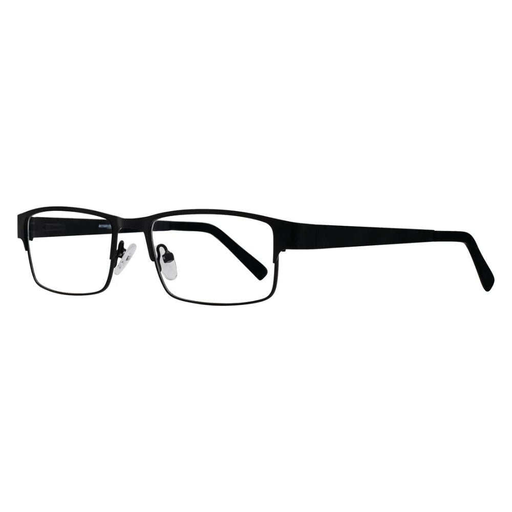 Black Wrangler reading glasses by Affordable Designs, featuring a sleek frame and clear lenses for stylish reading.