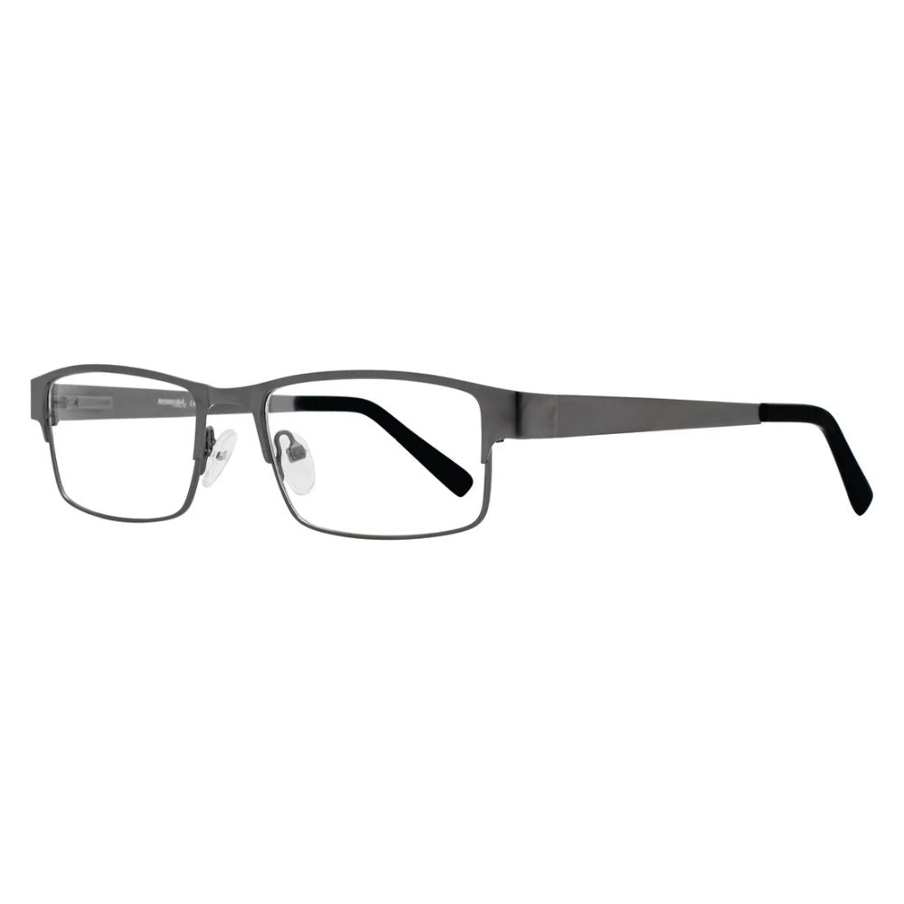 Gunmetal reading glasses by Affordable Designs featuring a sleek Wrangler design, ideal for stylish reading.
